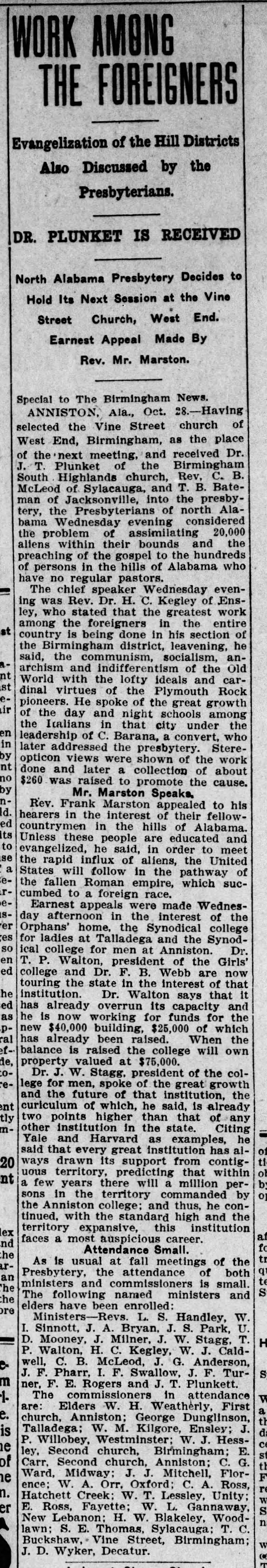 Work Among The Foreigners: Evangelization of the Hill Districts Also Discussed by the Presbyterians